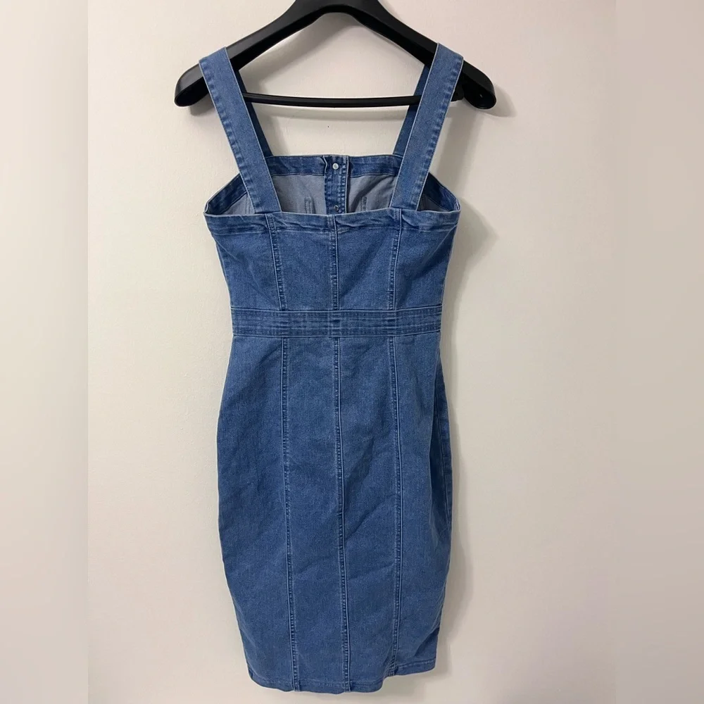 Haute Monde Blue Overalls Denim Button-Front Midi Dress Womens size small - Picture 5 of 7
